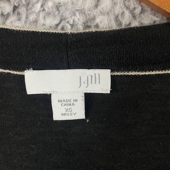 J. Jill Cardigan Sweater Open Front Tan Black Floral Print Womens XS 100% Cotton - Picture 2 of 10